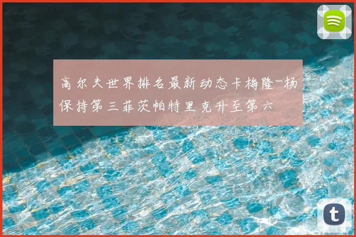 高尔夫世界排名最新动态卡梅隆-杨保持第三菲茨帕特里克升至第六